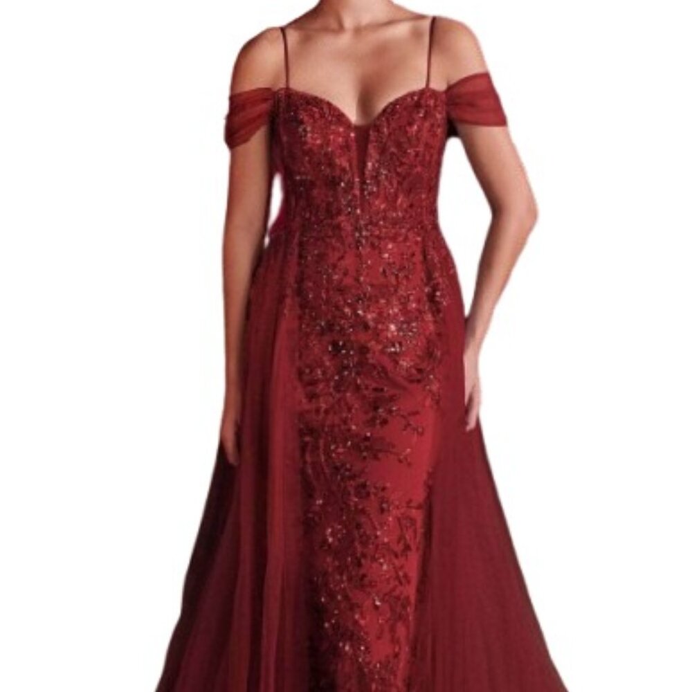 Ladivine SF009 Prom Dress Burgundy Size 10